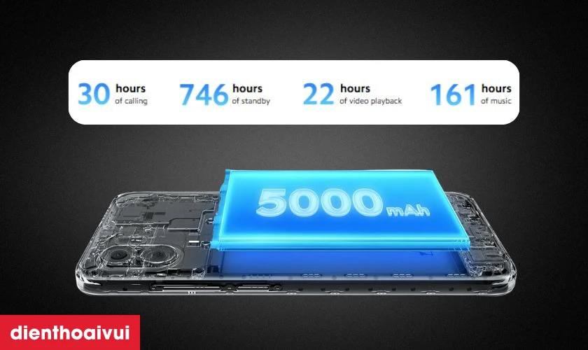 Pin dung lượng lớn 5.000 mAh