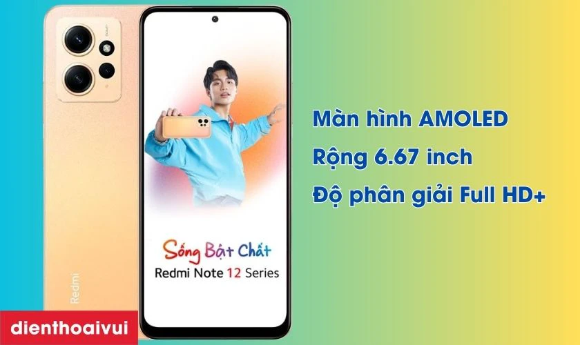 Xiaomi Redmi Note 12 sở hữu thiết kế thanh lịch với mặt lưng bóng bẩy