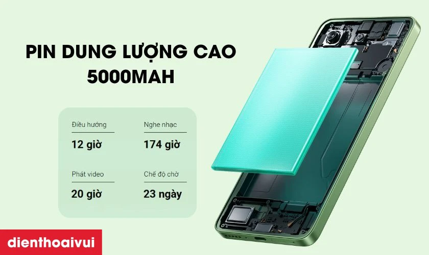 Dung lượng pin 5000mAh v&agrave; sạc nhanh 33W