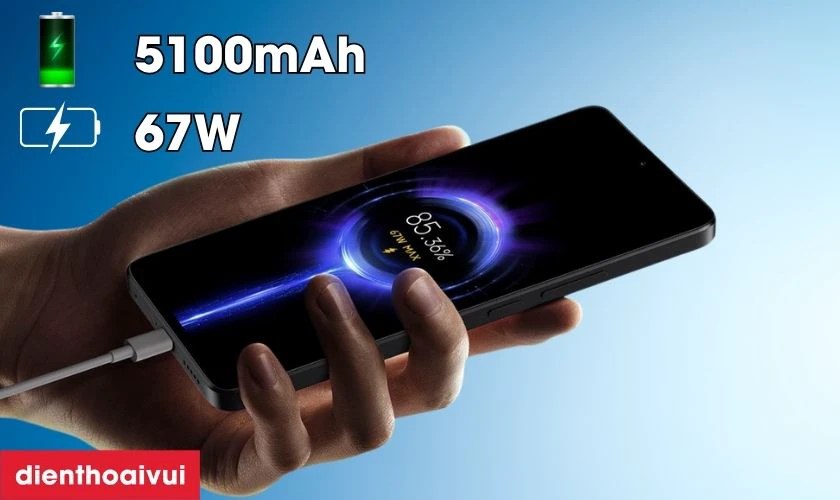 Pin 5100mAh, sạc nhanh 67W