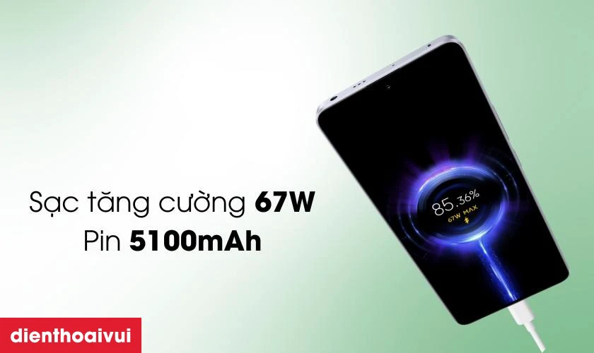 Sạc tăng cường 67W với pin 5100mAh