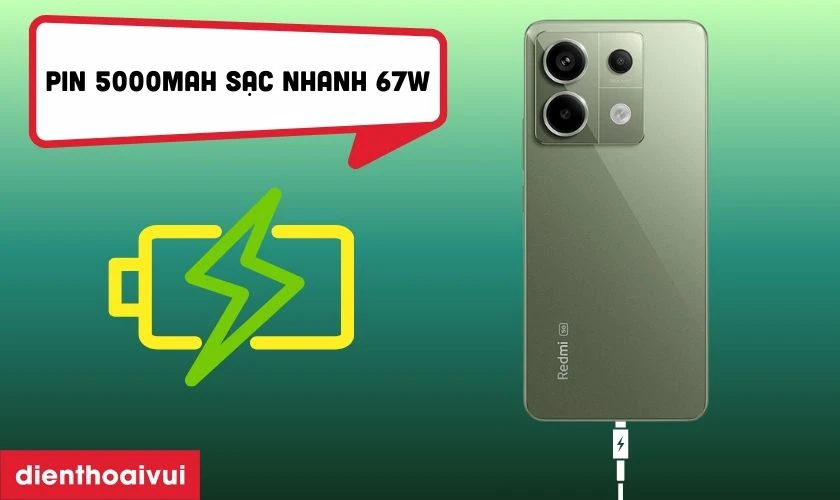 Pin 5000mAh k&egrave;m sạc nhanh 67W