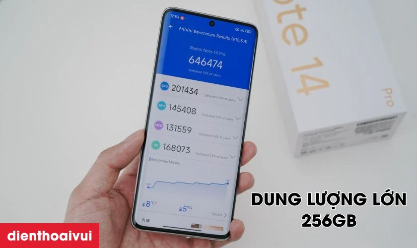 Dung lượng lưu trữ lớn 256GB tiện lợi