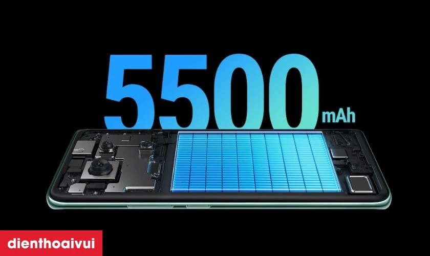 Pin 5500mAh v&agrave; sạc nhanh 45W ấn tượng