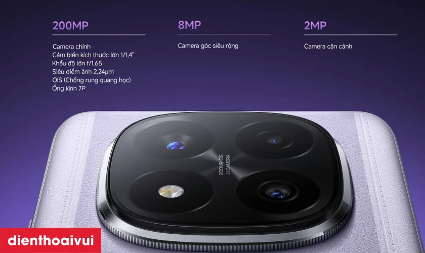 Camera 200MP hỗ trợ OIS, ghi lại hình ảnh sắc nét