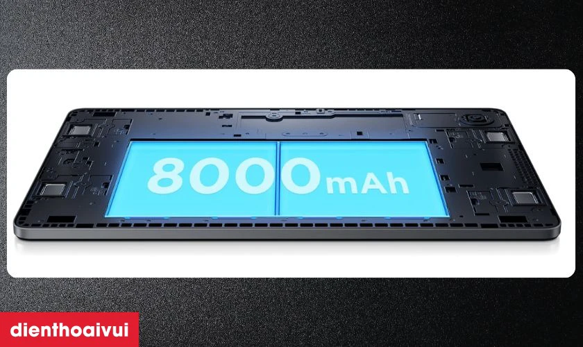 Pin 8000mAh bền bỉ, sử dụng liên tục suốt ngày dài