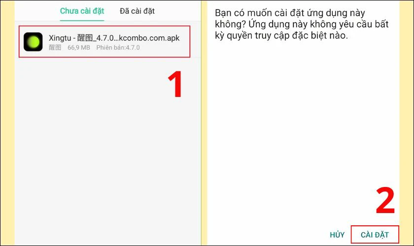 Cài đặt và mở ứng dụng