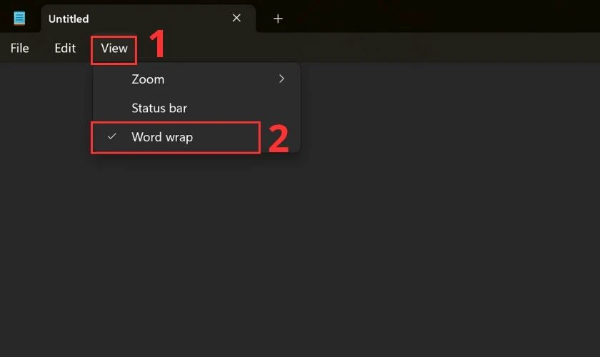 Nhấn vào Word Wrap để tắt đi chế độ này