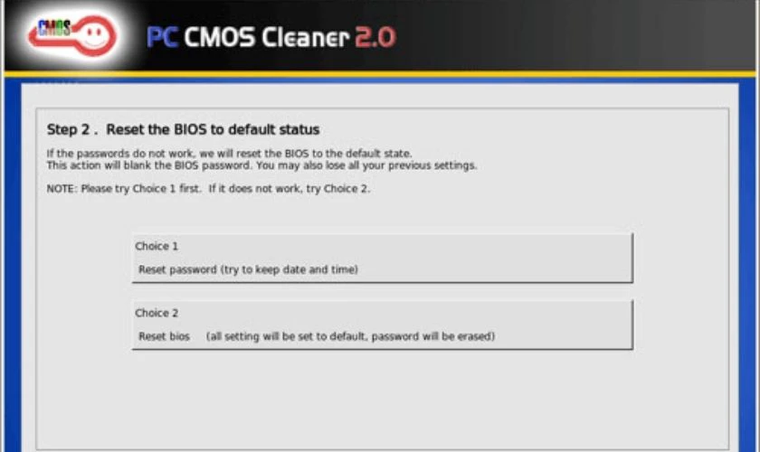 Thiết lập mật khẩu BIOS bằng PC CMOS Cleaner