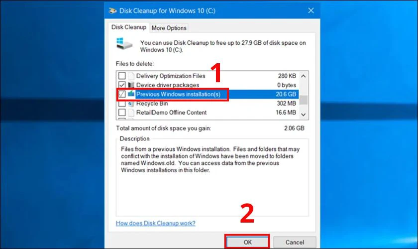 Xóa Windows.old Win 11, 10, 8 bằng Disk Cleanup