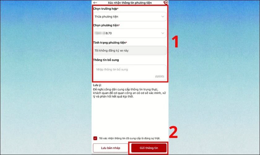Gửi Yêu Cầu Xóa Xe Trên Vnetraffic
