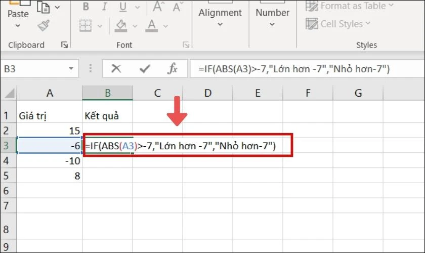 Kết hợp hàm ABS và hàm IF trong Excel