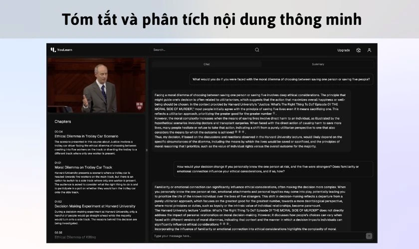 YouLearn AI có khả năng tự động rút gọn văn bản, tài liệu dài