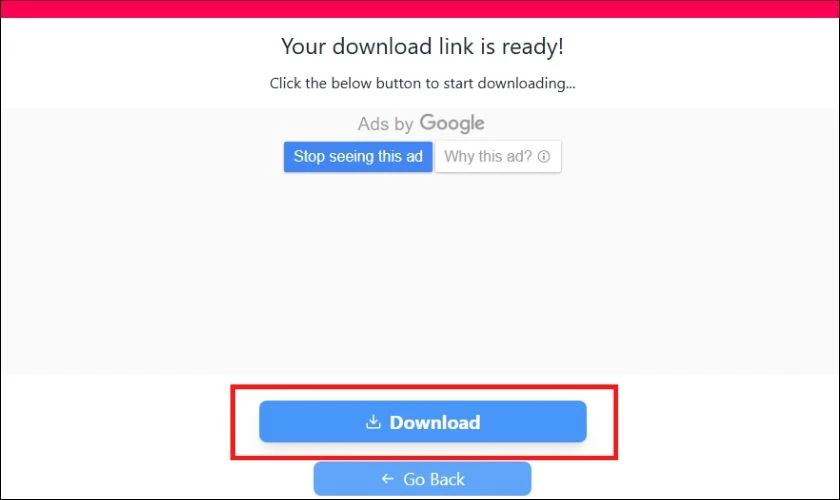 Bấm Download để tải video về.