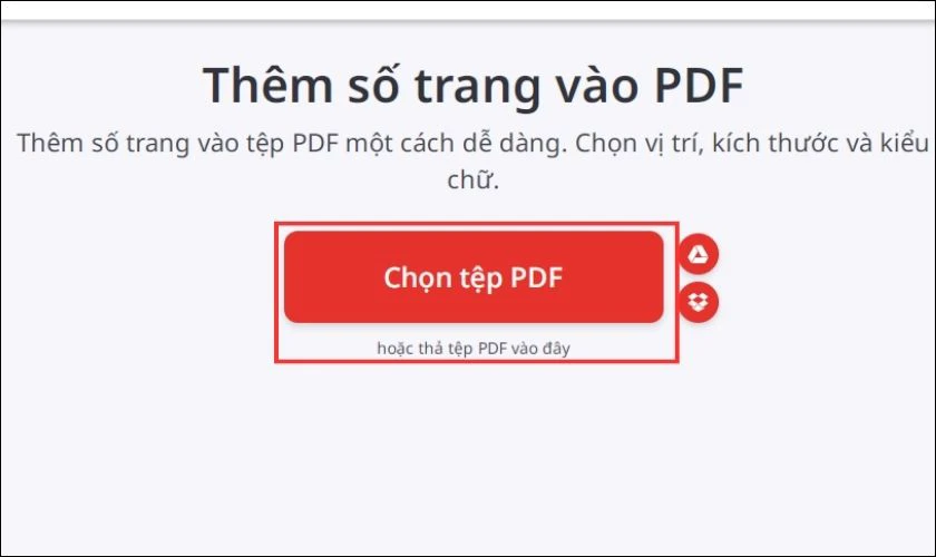 Đánh số trang PDF bằng ILOVEPDF