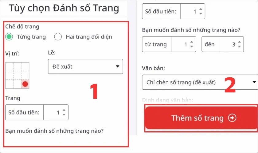 Chọn các cài đặt như vị trí, màu sắc, định dạng hay bất kỳ tùy chọn nào khác phù hợp