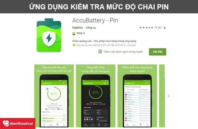 Kiểm tra độ chai pin bằng app AccuBattery