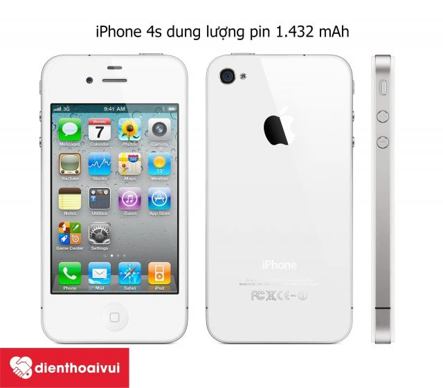 iPhone 4s sở hữu viên pin có dung lượng 1.432 mAh