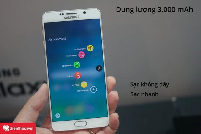 Galaxy note với viên pin 3000 mAh và công nghệ sạc nhanh không dây