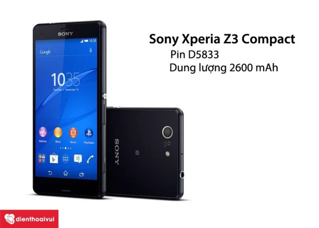 Điện thoại Sony Xperia Z3 Compact có dung lượng pin 2600 mAh