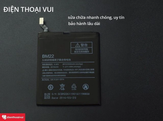 Thay pin Xiaomi Mi 5 giá rẻ chất lượng tại Điện Thoại Vui