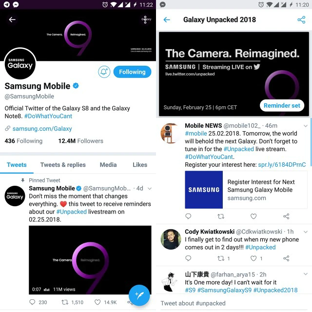 Cách xem livestream Galaxy Unpacked 2018 trên Twitter