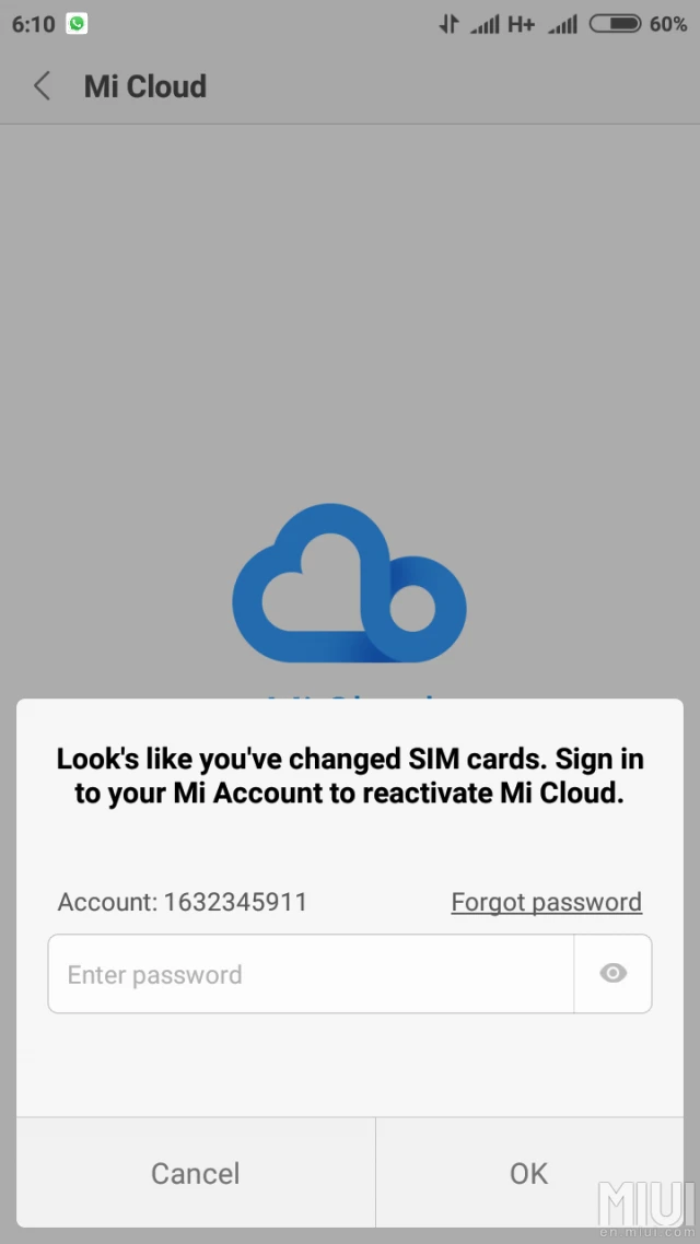 Cách mở khóa Micloud qua server