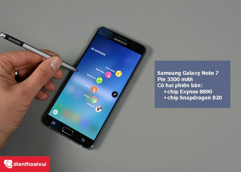 ss Galaxy Note 7 - sở hữu viên pin dung lượng lên đến 3500 mAh