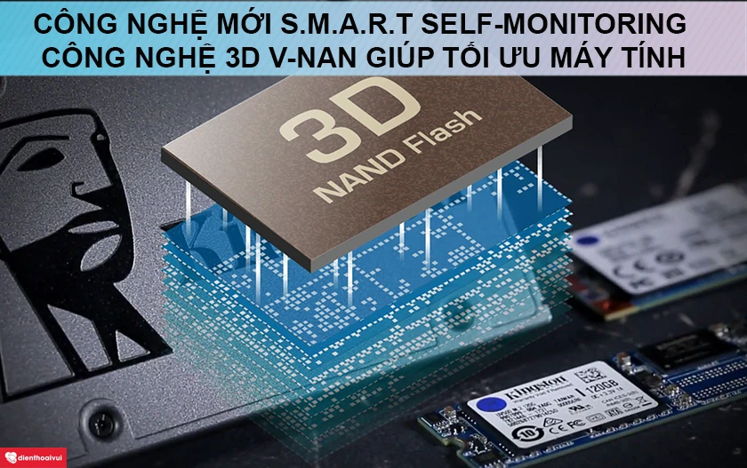 Công nghệ mới S.M.A.R.T Self-monitoring duy trì hiệu suất ổ SSD ở trạng thái tốt nhất, công nghệ 3D V-NAN tăng mật độ, hiệu suất khủng