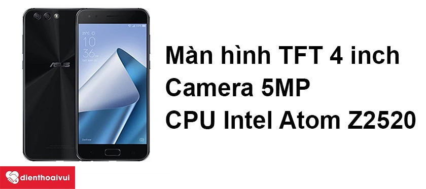Màn hình TFT 4 inch sắc nét, CPU Intel Atom Z2520 mạnh mẽ