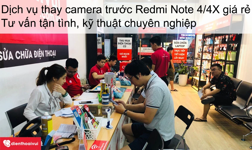 Dịch vụ thay camera trước Redmi Note 4/4X giá rẻ lấy ngay tại Điện Thoại Vui