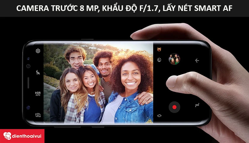 Camera trước Samsung Galaxy S8: Độ phân giải 8 MP, khẩu độ f/1.7