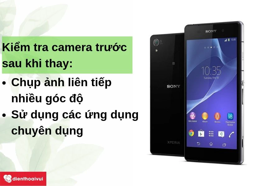 Kiểm tra camera trước sau khi thay