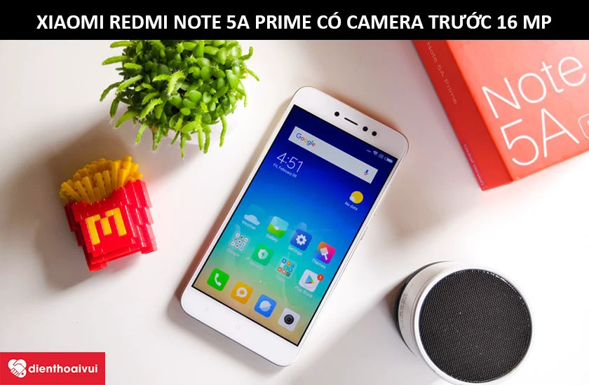 Camera trước Xiaomi Redmi Note 5A Prime: Độ phân giải 16 MP, khẩu độ f/2.0