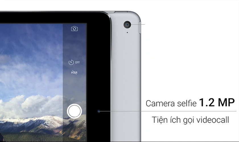 iPad Air 2 sở hữu camera trước 1.2MP trò chuyện facetime, chụp ảnh selfie