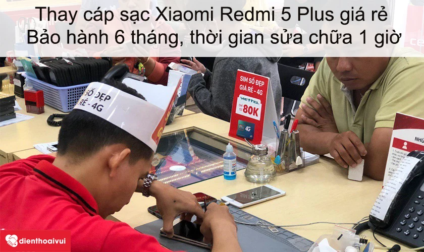 Dịch vụ thay cáp sạc Xiaomi Redmi 5 Plus giá rẻ lấy ngay tại Điện Thoại Vui