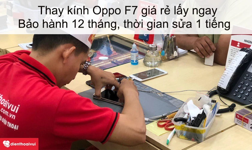 Dịch vụ thay ép kính Oppo F7 giá rẻ lấy ngay tại Điện Thoại Vui
