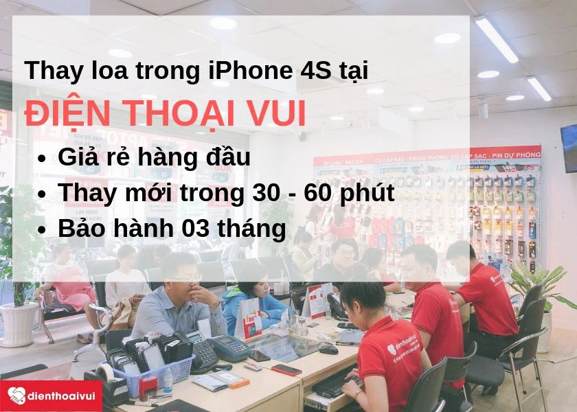Thay loa trong iPhone 4S giá rẻ, nhanh chóng đến ngay Điện Thoại Vui