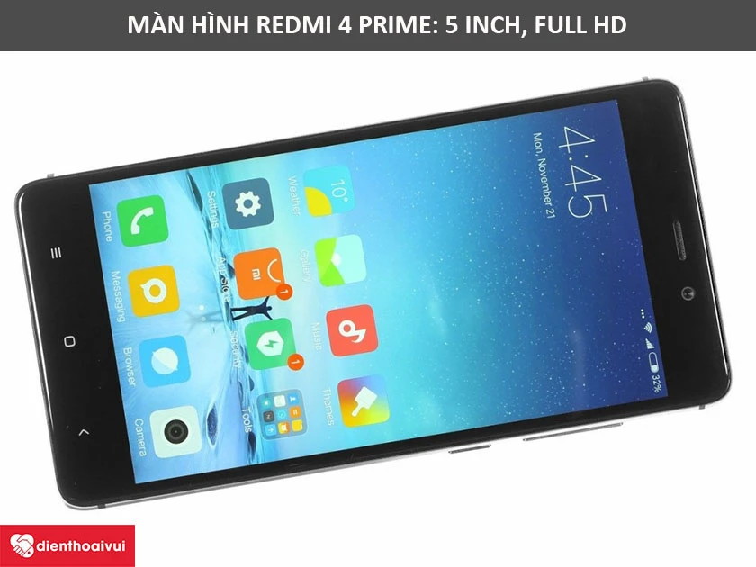 Redmi 4 Prime sở hữu màn hình kích thước 5 inch, độ phân giải Full HD