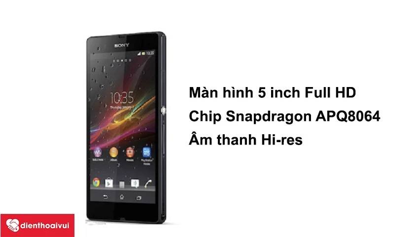Sony Xperia Z màn hình 5 inch Full HD sống động , công nghệ âm thanh Hi-res