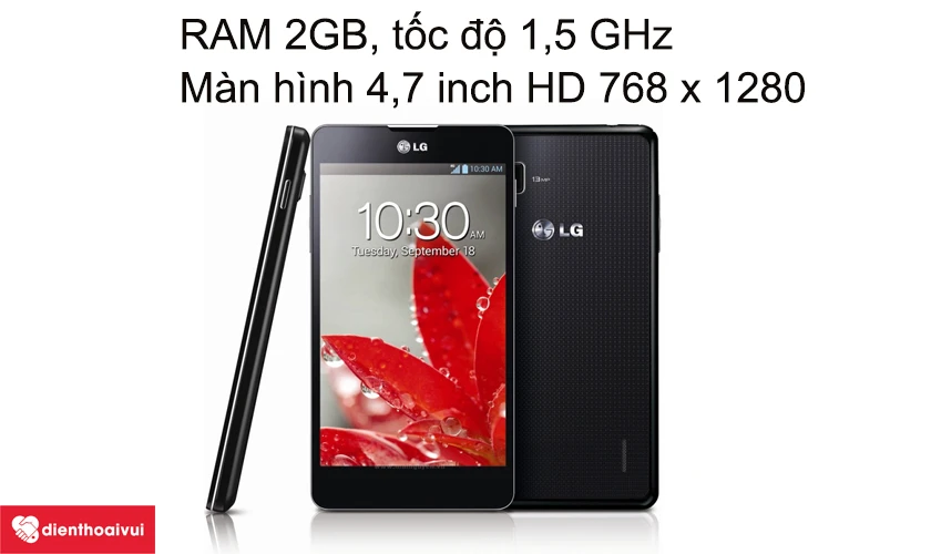 RAM 2GB, tốc độ 1,5 GHz, màn hình 4,7 inch HD 720p