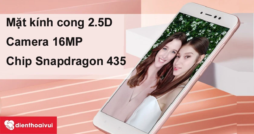 Redmi Note 5A mặt kính cong 2.5D, chip Snapdragon 435 tốc độ xử lý nhanh