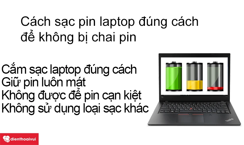 Cách sạc pin laptop đúng cách để không bị chai