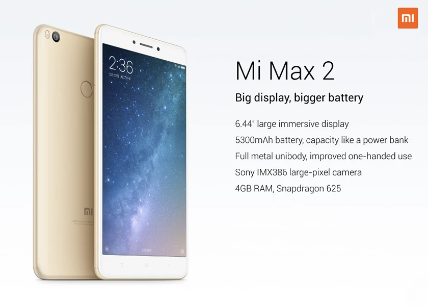 Mi Max 2 được trang bị màn hình IPS LCD 6.44 inch độ phân giải FullHD 