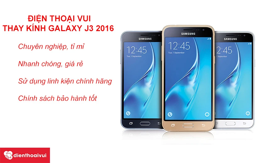 Thay kinh Samsung J3 2016 chính hãng tại Điện Thoại Vui