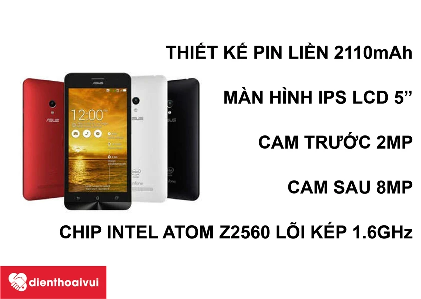 Asus Zenfone 5 – Smartphone thiết kế pin liền với màn hình IPS 5” Full-HD cùng chip Intel Atom Z2560  