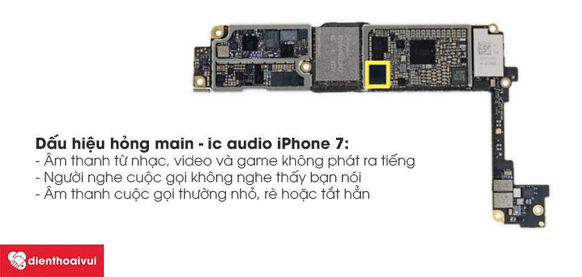 Dấu hiệu cho thấy main - ic audio iPhone 7 bị hỏng, cần phải sửa
