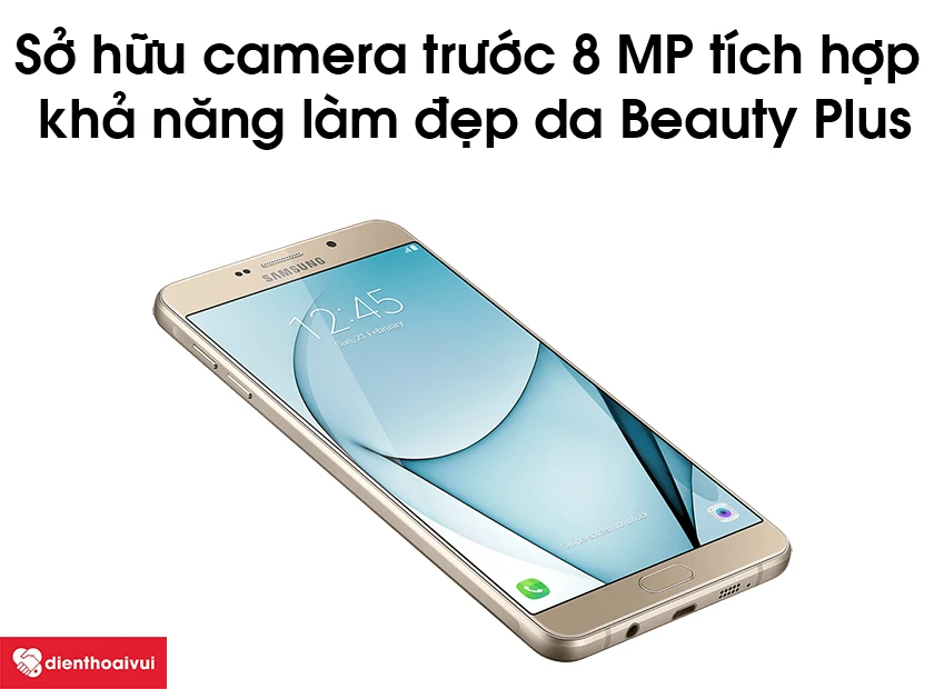 Galaxy A9 Pro sở hữu camera trước 8 MP tích hợp khả năng làm đẹp da Beauty Plus