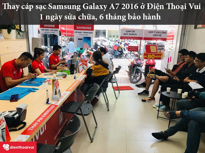 Thay cáp sạc Samsung Galaxy A7 2016 tại hệ thống Điện Thoại Vui