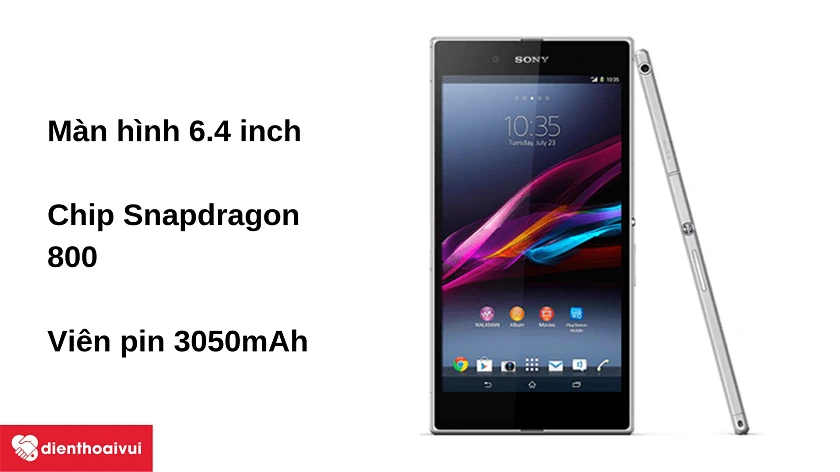 Điện thoại Sony Xperia Z Ultra – màn hình 6.4 inch, chip Snapdragon 800 và hỗ trợ 1 SIM 1 thẻ nhớ